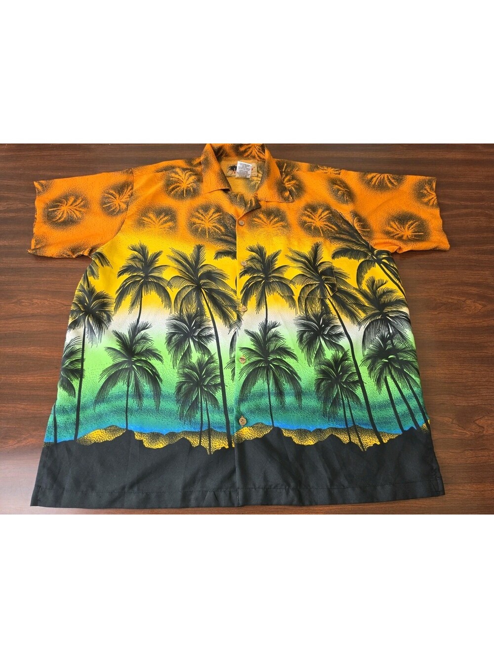 Vintage Ingear Fashions Tropical Hawaiian Vacation Shirt Large Sunset Palm Tree
